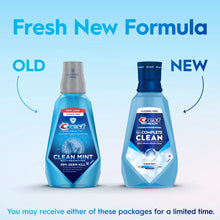 Crest Complete Clean alcohol-free clean mint mouthwash bottles, fresh new formula