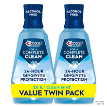 Crest alcohol-free clean mint mouthwash value twin pack, 24-hour gingivitis protection