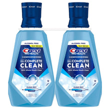 Crest alcohol-free clean mint mouthwash twin pack bottles, front view