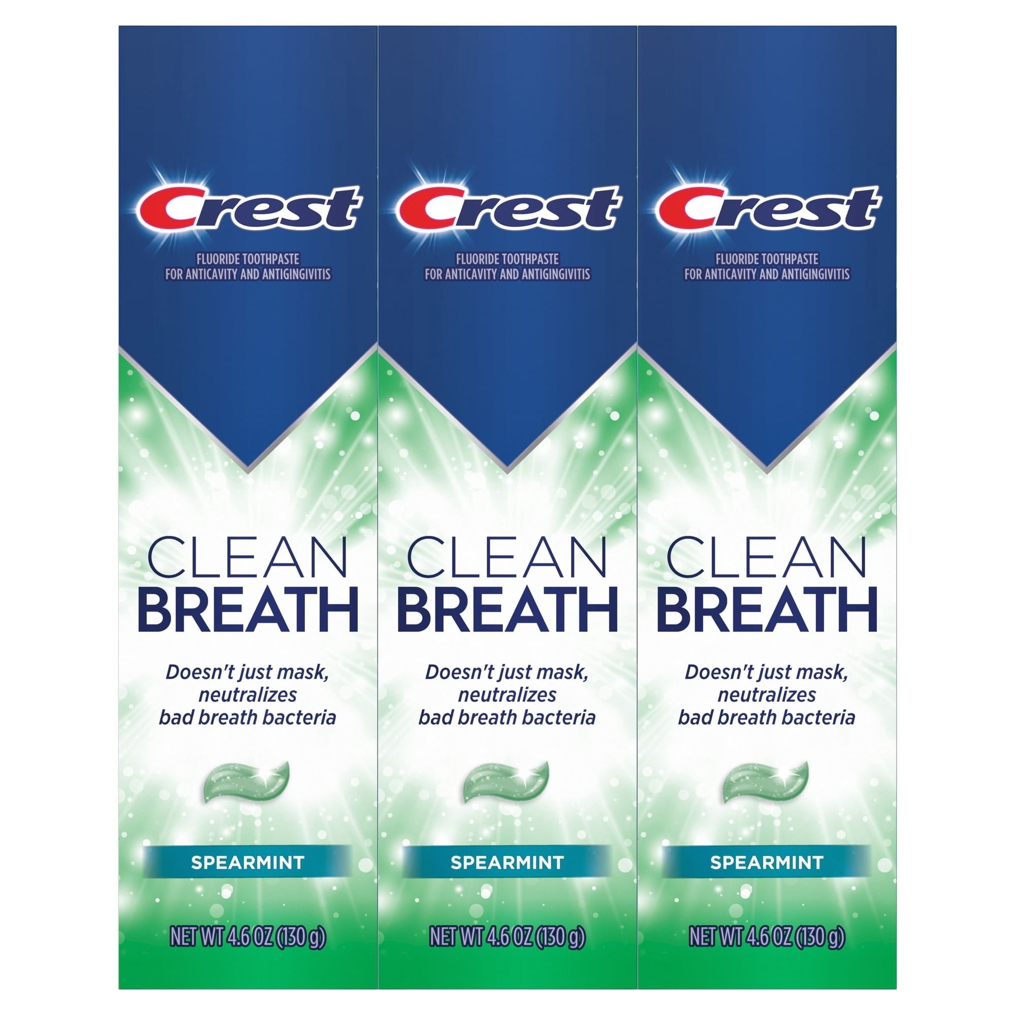 Crest Plus Clean Breath Spearmint Toothpaste, 4.6 oz., 3 pk.
