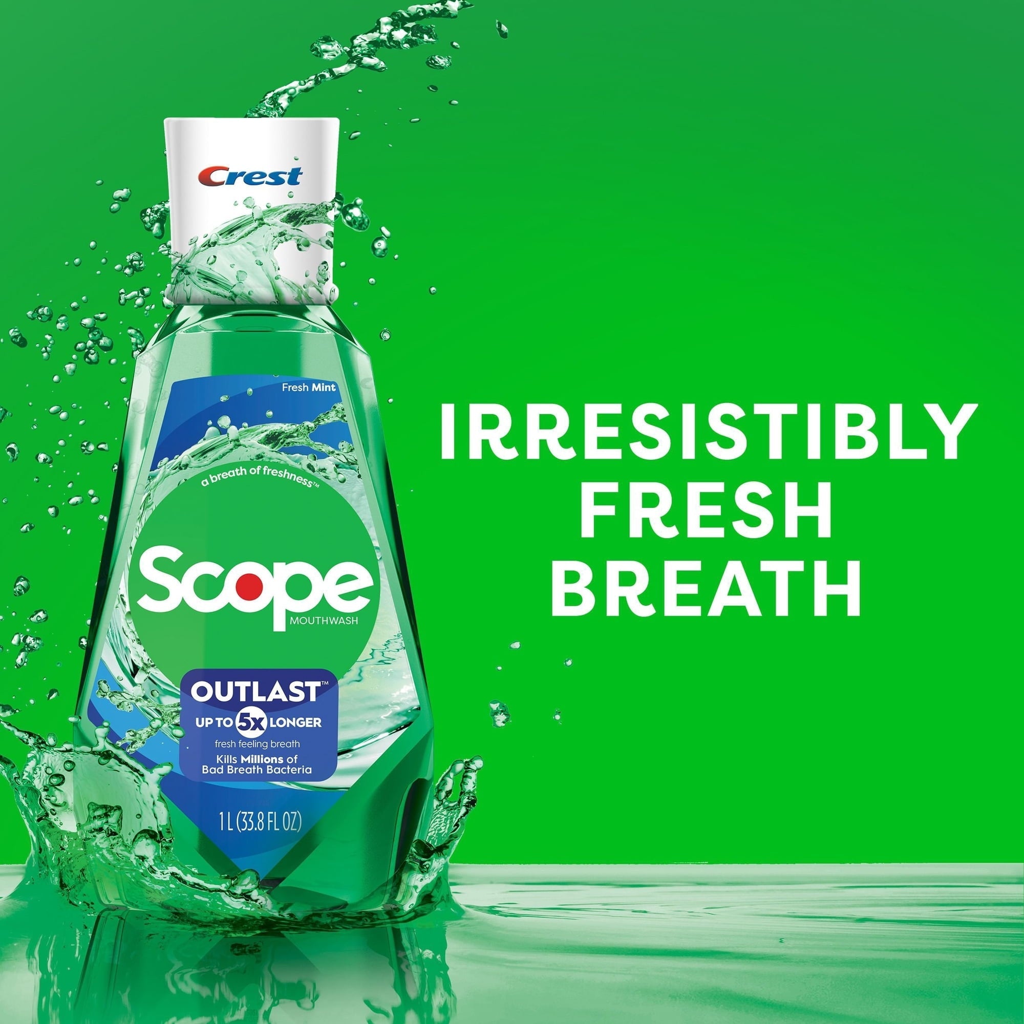 Crest Scope Outlast Mouthwash, Fresh Mint, 33.8 fl. oz., 3 pk.