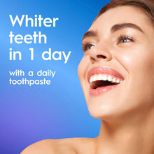 Daily whitening toothpaste feature card with close-up smiling teeth