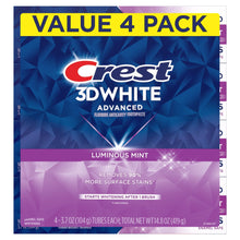 Crest 3DWhite Advanced Luminous Mint value 4 pack box front