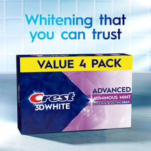Crest 3DWhite Advanced Luminous Mint value 4 pack box