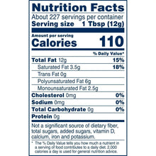Crisco shortening nutrition facts panel with serving size, calories, and fat details