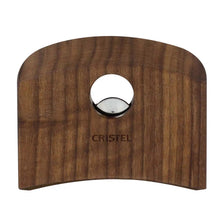 Walnut wooden side handle with round chrome insert and CRISTEL logo