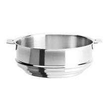 Stainless steel steamer pot with loop handles and polished finish