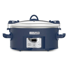 Blue Crock-Pot 7qt slow cooker with stainless lid and front control panel