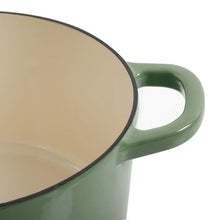 Pistachio green dutch oven side handle with lid edge