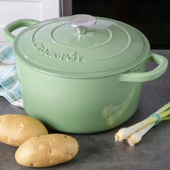 Crock Pot 5Qt Dutch Oven with Lid - Enamel - Cast Iron - Pistachio Green