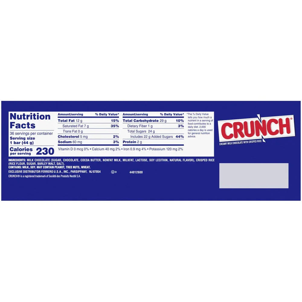 Crunch Candy Bar, 1.55 oz, 36-count - USA MEGA SHOP