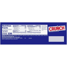 Nutrition facts panel for Crunch creamy milk chocolate candy bar