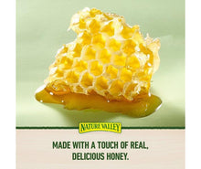 Nature Valley granola bar panel with golden honey drizzle illustration on bar
