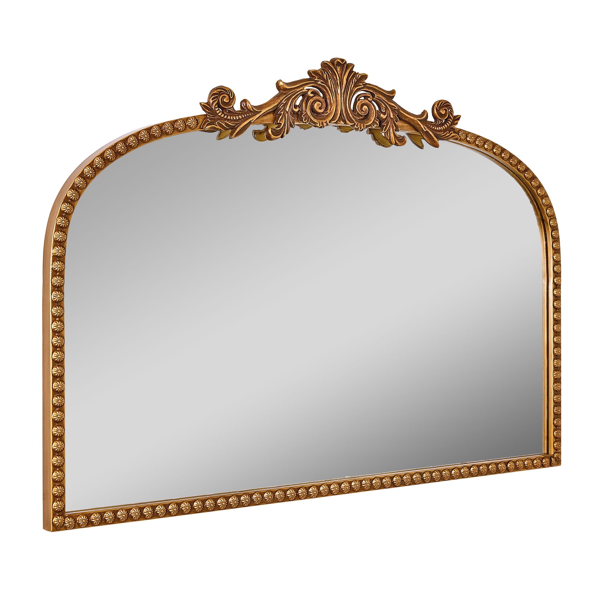 Crystal Art Gallery 22" x 64" Black Filigree Arch Metal Full Length Floor Leaner Mirror