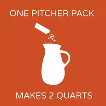One pitcher pack iced tea mix graphic making 2 quarts