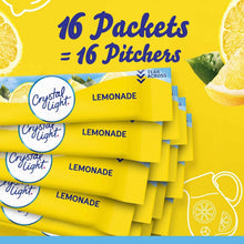 Lemonade mix packets stacked in yellow, with blue Lemonade branding