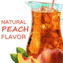 Natural peach flavor tea drink graphic with iced pitcher and apple
