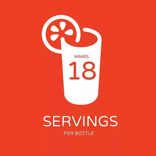 Serving graphic showing 18 servings per bottle