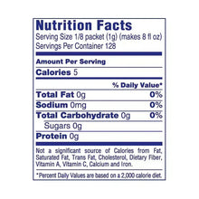 Nutrition facts panel for peach iced tea mix showing 5 calories