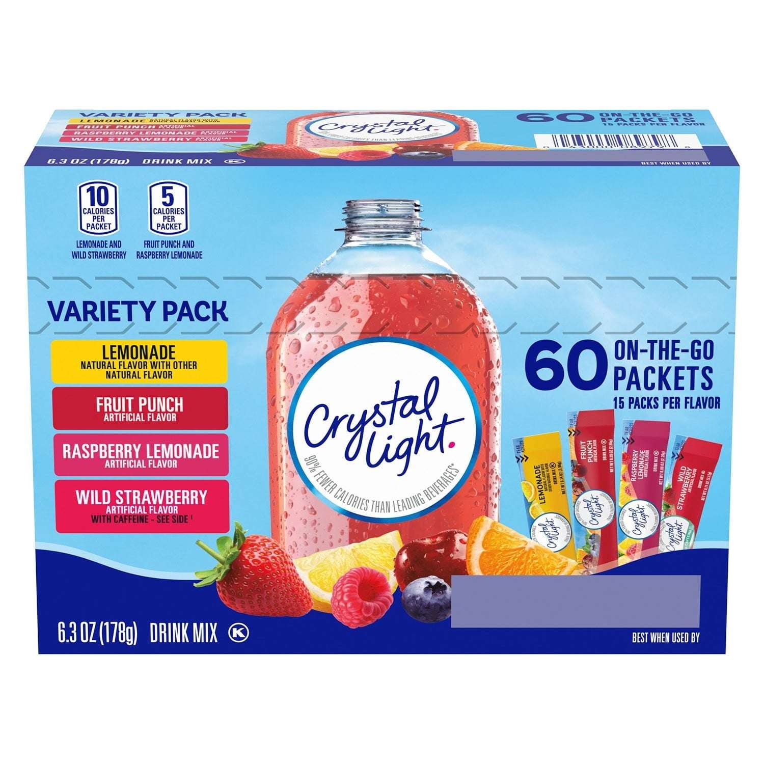 Crystal Light Variety Pack Drink Mix Packets 60 pk.