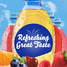 Refreshing great taste drink mix bottle label with citrus and berry fruit graphics