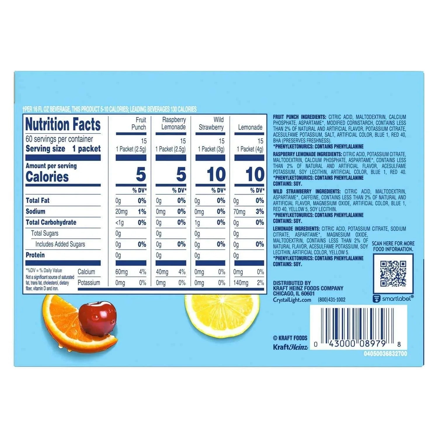 Crystal Light Variety Pack Drink Mix Packets 60 pk.