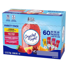 Crystal Light variety pack drink mix box, 60 on-the-go packets, assorted flavors