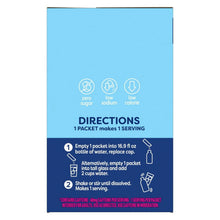 Drink mix packet directions panel with serving instructions and mixing steps