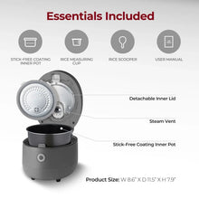 Rice cooker warmer with open lid, detachable inner lid, and nonstick inner pot