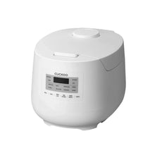 Cuckoo white rice cooker with side steam cover and control panel