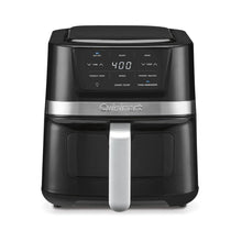 Cuisinart digital basket air fryer in black with front control panel and pull-out handle