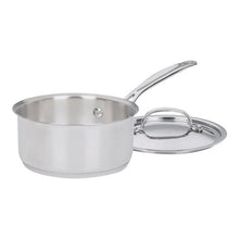 1-quart stainless steel saucepan with matching lid and loop side handles