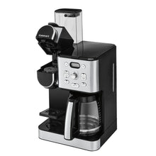 Cuisinart 2-in-1 coffee maker with flip-up lid and glass carafe, stainless and black