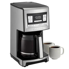 14-cup programmable coffee maker in silver with digital control panel and carafe