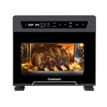 Cuisinart air fryer oven showing roast chicken and vegetables through window