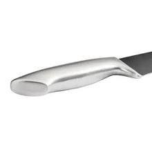Stainless steel kitchen knife with contoured handle