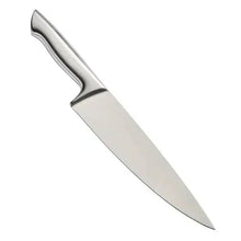 Stainless steel chef knife with contoured handle