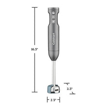 Immersion blender with measuring dimensions on the hand-held unit
