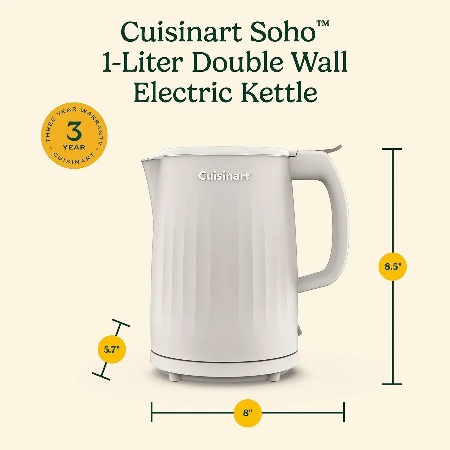 Cuisinart Soho 1-Liter Double-Wall Electric Kettle with Cord Storage