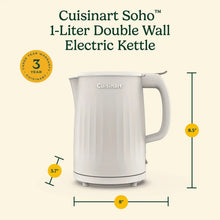 Cuisinart Soho 1-liter electric kettle, white front view with handle