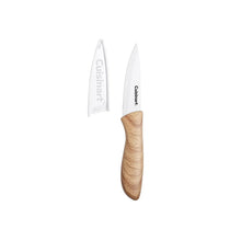 Ceramic-coated knife pair with white blades and light wood-look handle