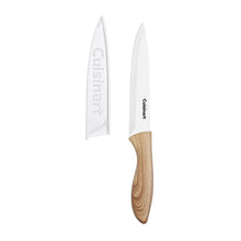 Ceramic-coated knife with white blade and light wood-look handle, shown beside another