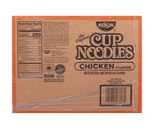 Nissin Cup Noodles chicken flavor back panel with nutrition facts
