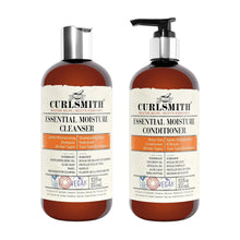 Hair moisture cleanser and conditioner bottles with pumps, amber bottles and white labels