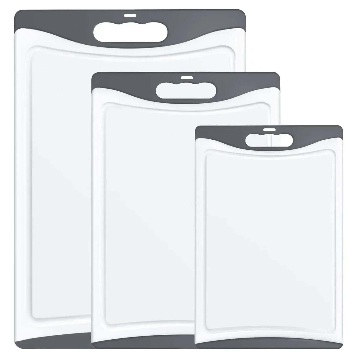 Cutting Boards for Kitchen, Plastic Cutting Board Set of 3, Dishwasher Safe Cutting Boards w/Juice Grooves for Meat, Veggies, Easy Grip Handle, Serveware Accessories