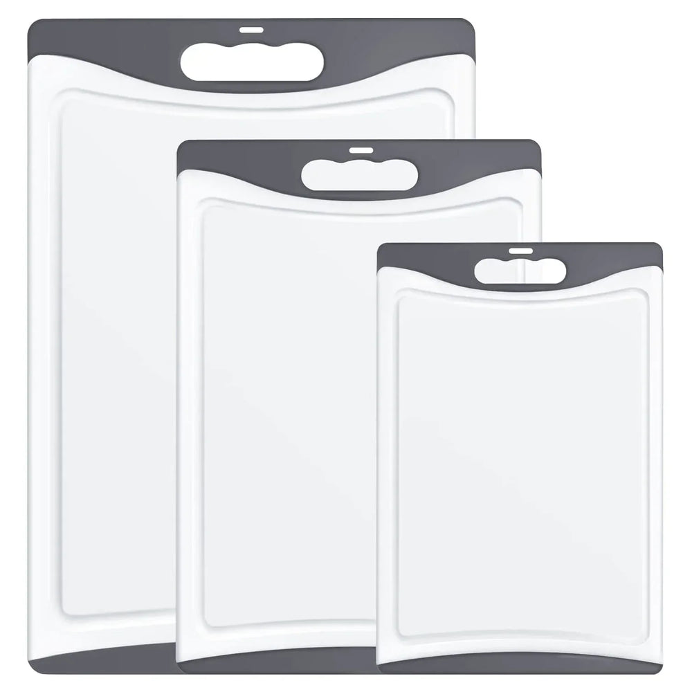 Cutting Boards for Kitchen, Plastic Cutting Board Set of 3, Dishwasher Safe Cutting Boards w/Juice Grooves for Meat, Veggies, Easy Grip Handle, Serveware Accessories - USA MEGA SHOP