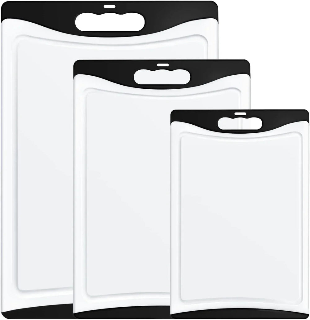 Cutting Boards for Kitchen, Plastic Cutting Board Set of 3, Dishwasher Safe Cutting Boards w/Juice Grooves for Meat, Veggies, Easy Grip Handle, Serveware Accessories - USA MEGA SHOP