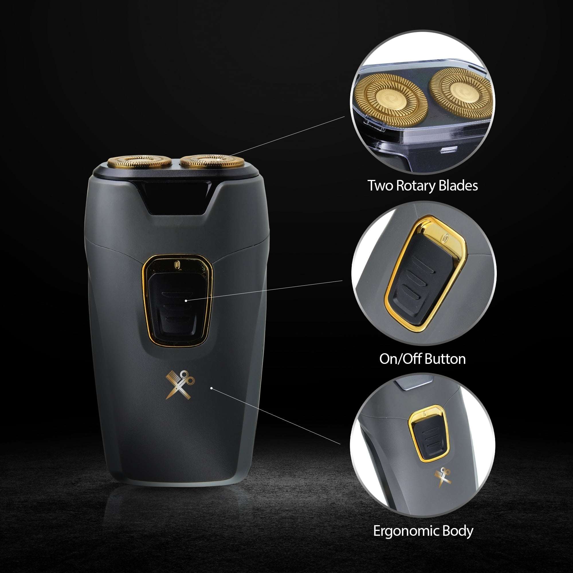 Cutting Edge Dual Rotary Travel Shaver Portable, Battery-Powered, Hypoallergenic Stainless Steel Blades, Includes 2 AA Batteries