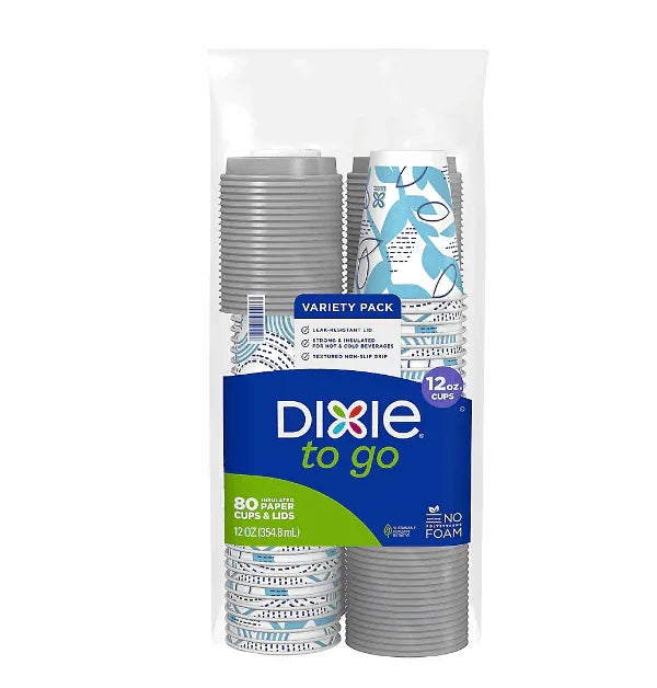 Dixie to Go Insulated Cups & Lids, 12 oz./80 ct. - USA MEGA SHOP