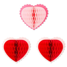 Pink and red honeycomb heart danglers, 3-pack